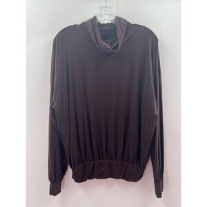 Garnet Hill Women’s Long Sleeve Cowl Neck Tencel Banded Hem Top Knit Size M